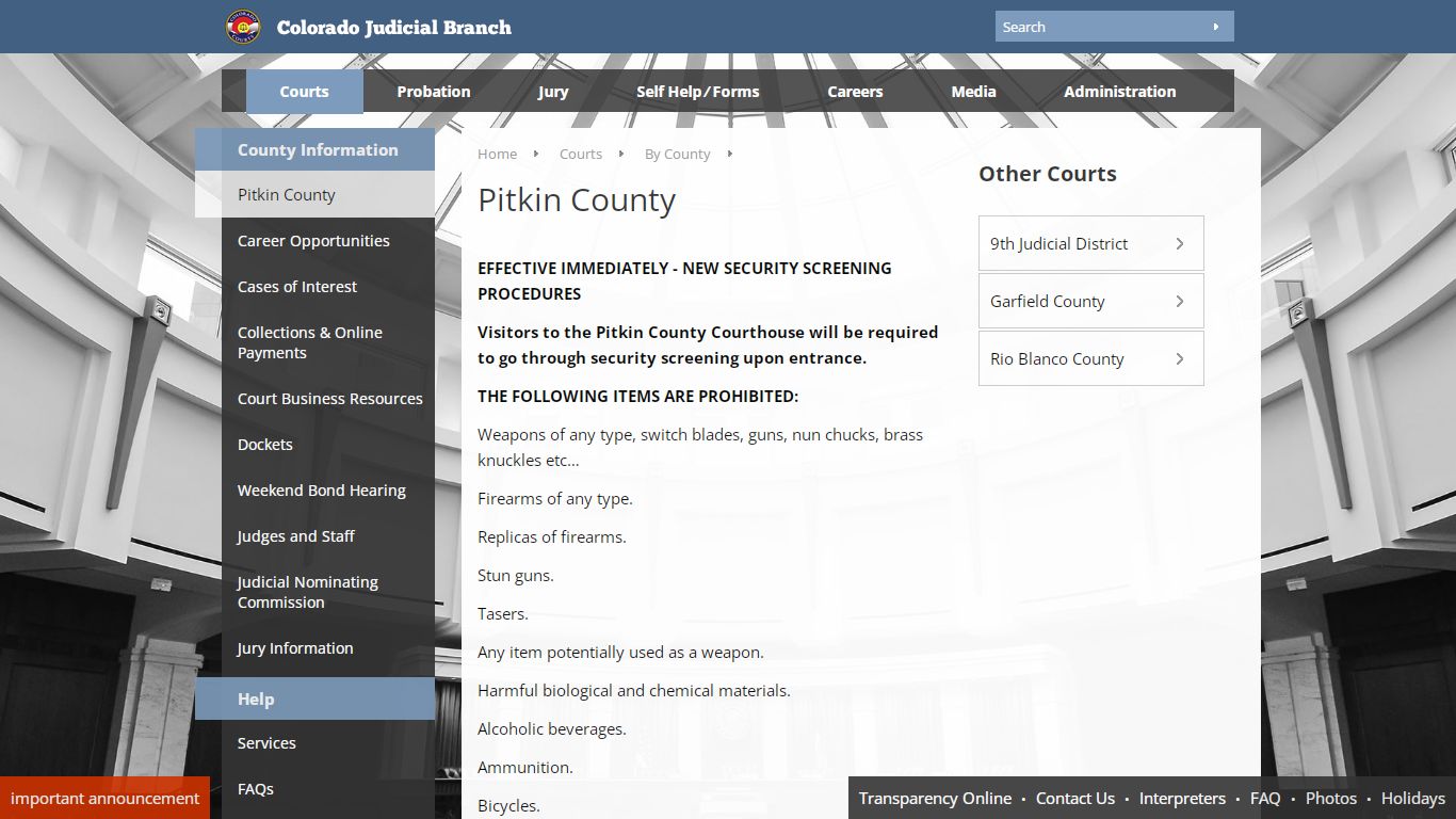 Colorado Judicial Branch - Pitkin County - Homepage