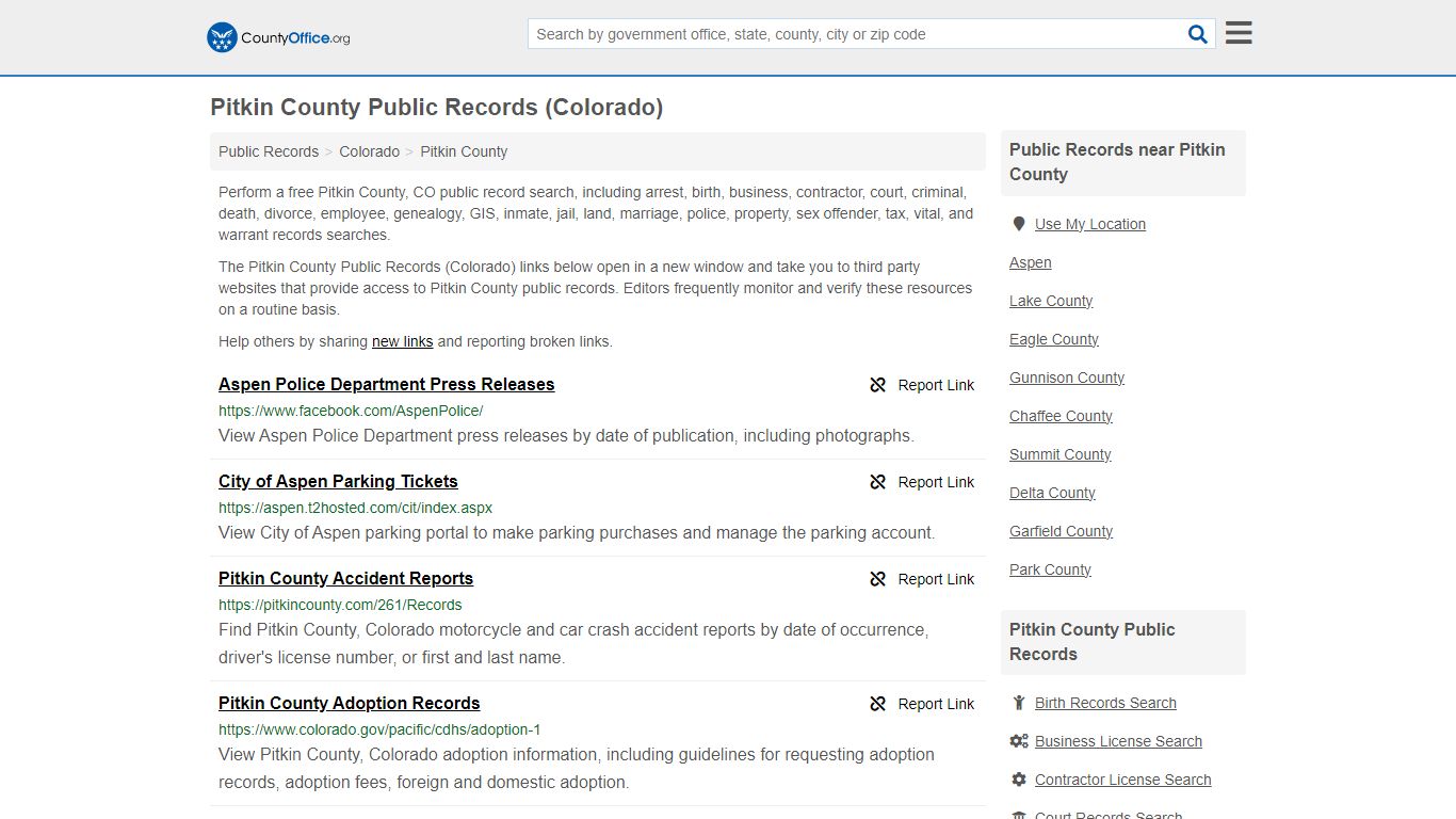 Public Records - Pitkin County, CO (Business, Criminal, GIS, Property ...